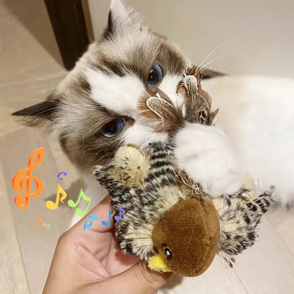 Plush Chirping Bird Cat Toy with Catnip