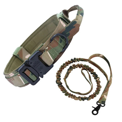 Tactical Nylon Dog Collar & Leash Adjustable Durable