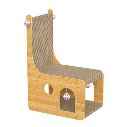 L-Shaped Cat Scratching Post with Nest & Board