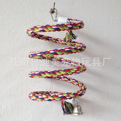 Parrot Bird Rope Toy with Bell for Cage Climbing