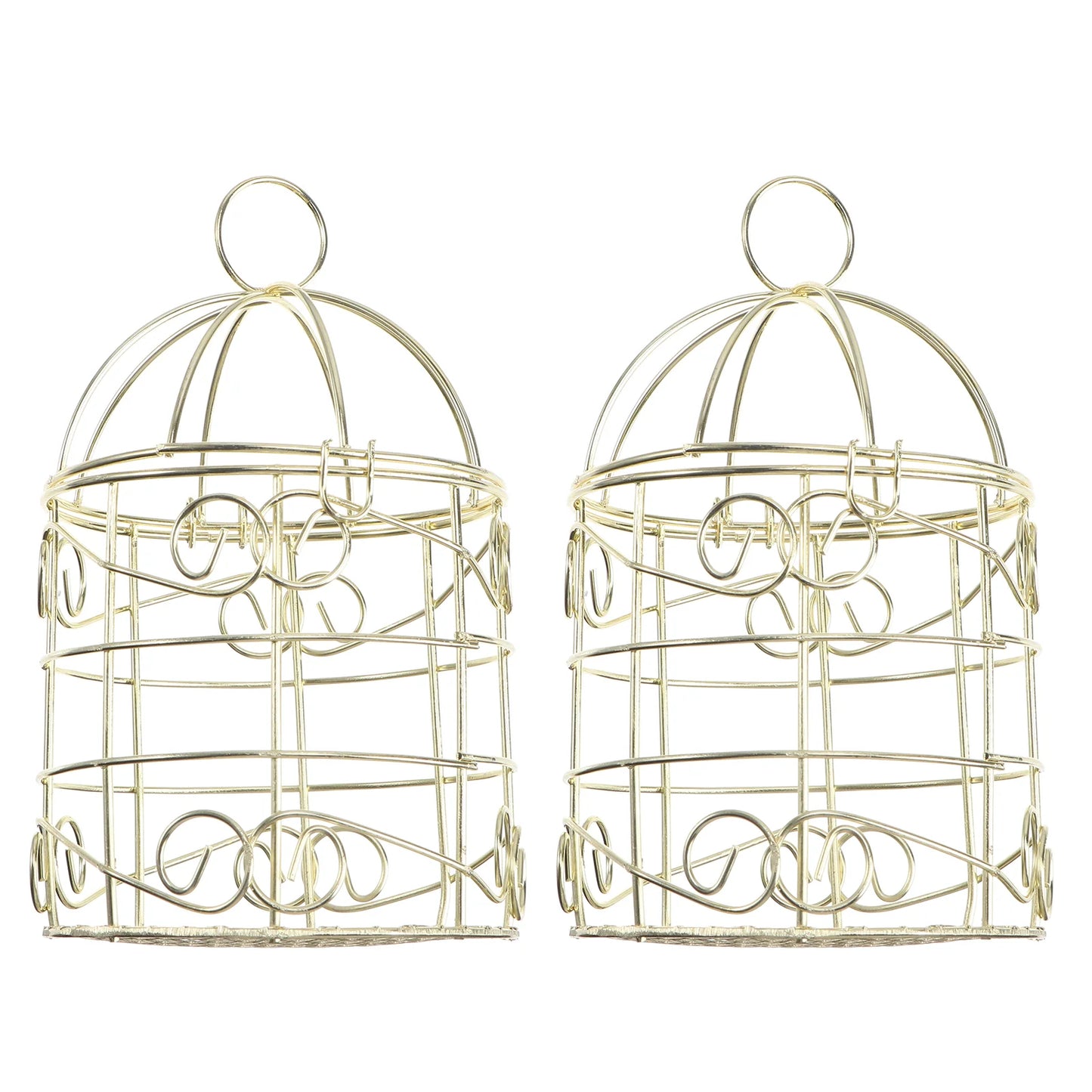 "2PCS Vintage Wrought Iron Hanging Bird Feeder Cage"