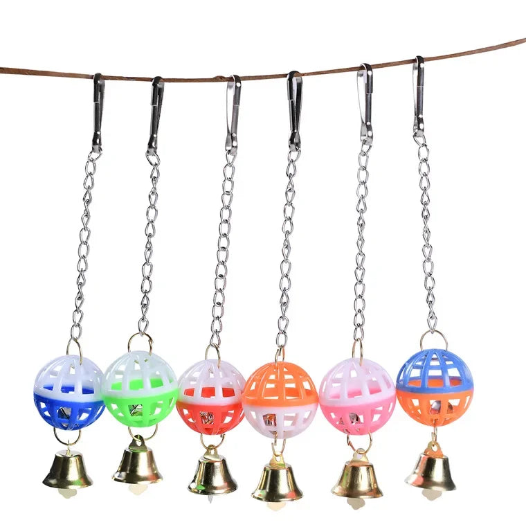 Colorful Parrot Swing Toy with Bell for Small Birds