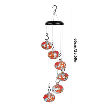 Outdoor Hummingbird Feeder with Wind Chimes & Bee Guard