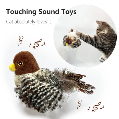 Plush Chirping Bird Cat Toy with Catnip