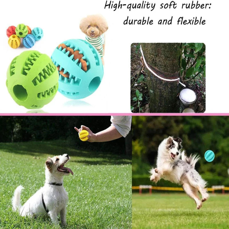 Interactive Rubber Dog Chew Ball Treat Dispenser