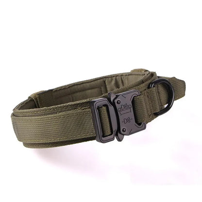 Tactical Nylon Dog Collar & Leash Adjustable Durable