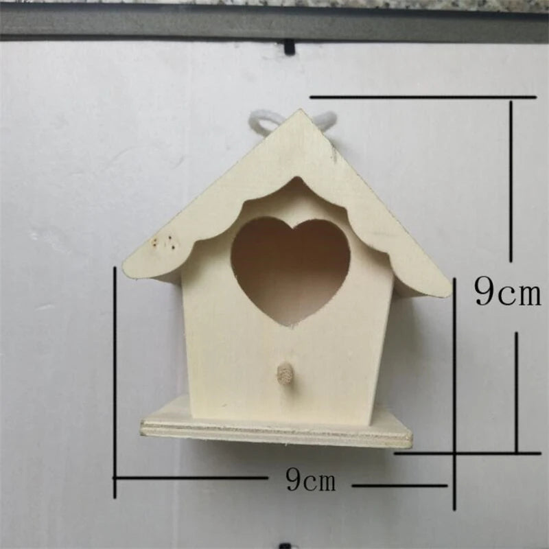 Wooden Mini Bird Cage Hanging Birdhouse for Outdoor Garden