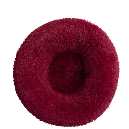 Round Plush Pet Bed Soft & Warm for Dogs & Cats