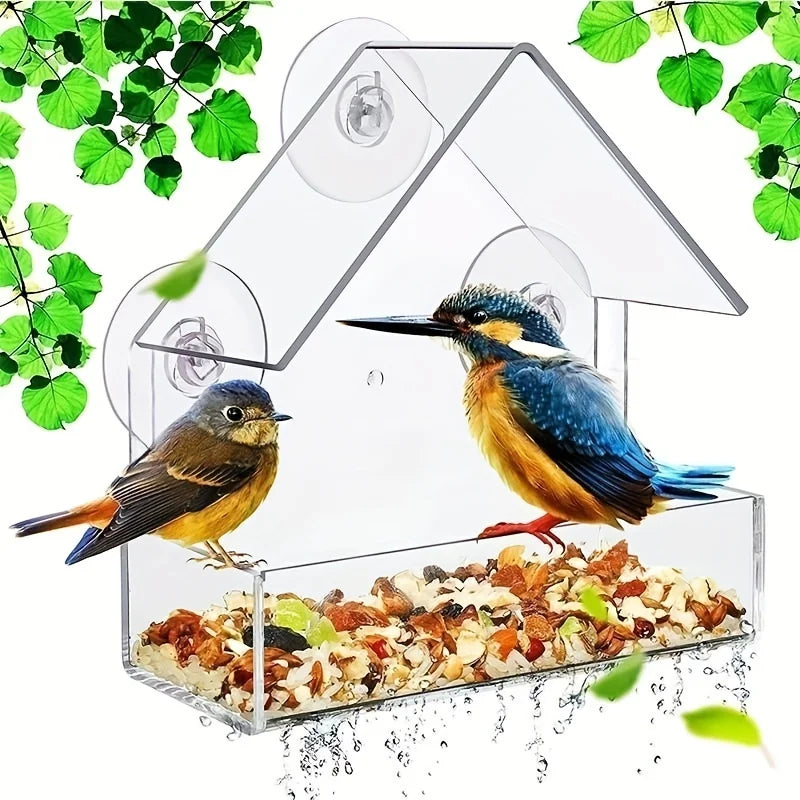 Window Bird Feeder with Strong Suction Cup & Weather-Resistant