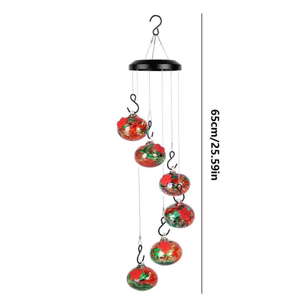 Outdoor Hummingbird Feeder with Wind Chimes & Bee Guard