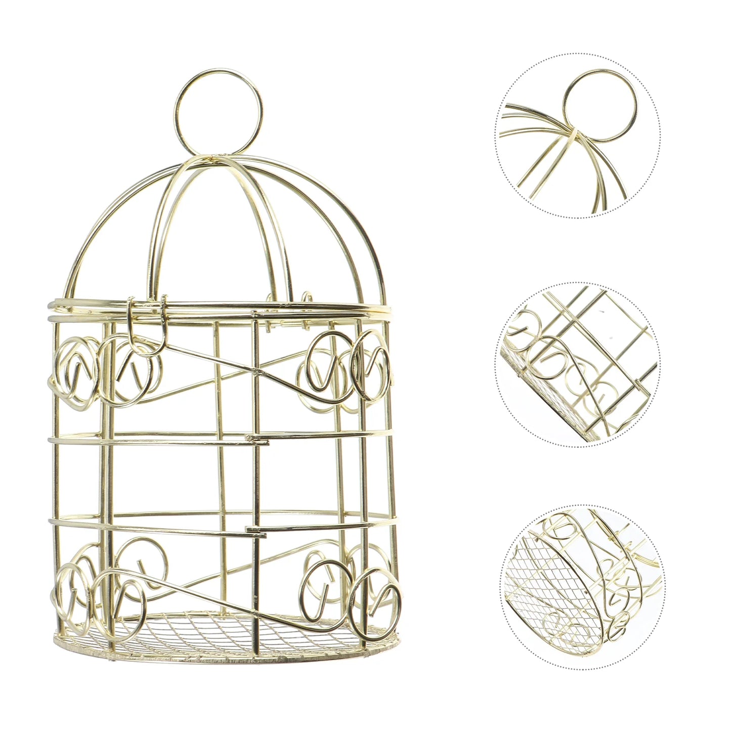 "2PCS Vintage Wrought Iron Hanging Bird Feeder Cage"