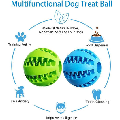 Interactive Rubber Dog Chew Ball Treat Dispenser