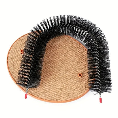 Cat Self-Grooming Arch with Massage Brush & Scratching Pad