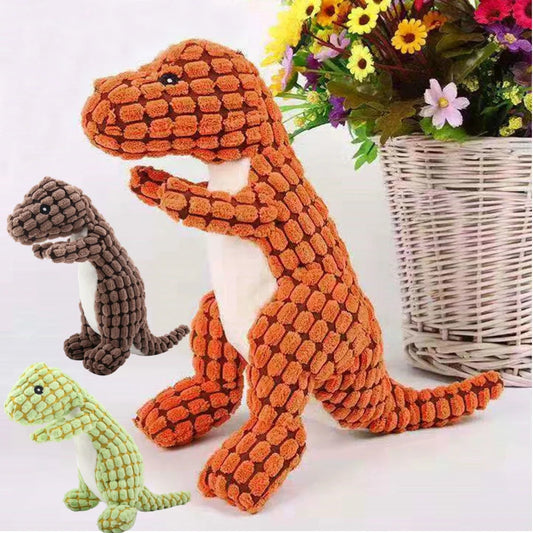 Indestructible Squeaky Dinosaur Dog Toy for Aggressive Chewers