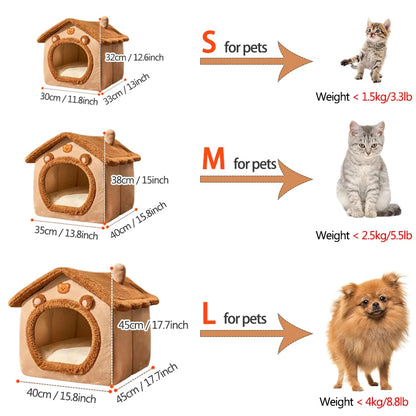 Foldable Washable Pet House Cat Puppy Cave Bed