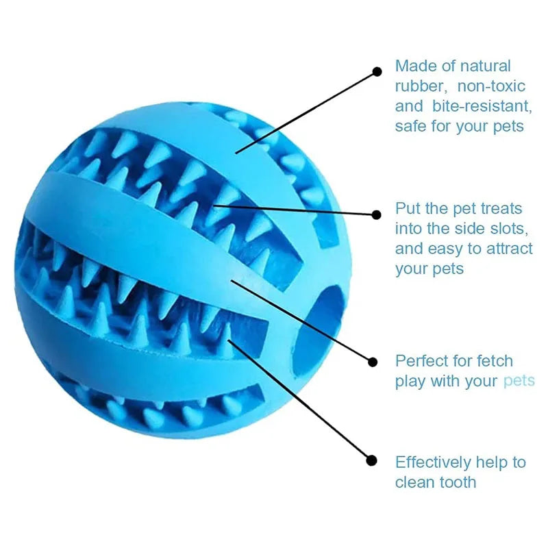 Interactive Rubber Dog Chew Ball Treat Dispenser