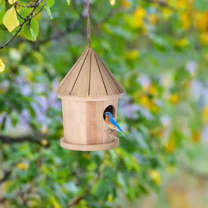 Wooden Hanging Bird Nest Birdhouse Wall-Mounted Outdoor Cage