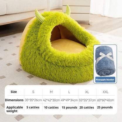 Plush Warm Monster Pet Bed for Small & Medium Dogs & Cats