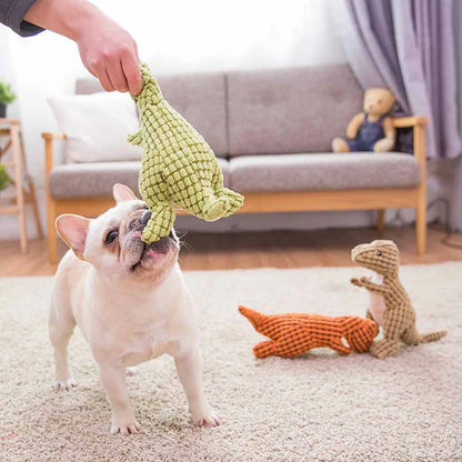 Indestructible Squeaky Dinosaur Dog Toy for Aggressive Chewers