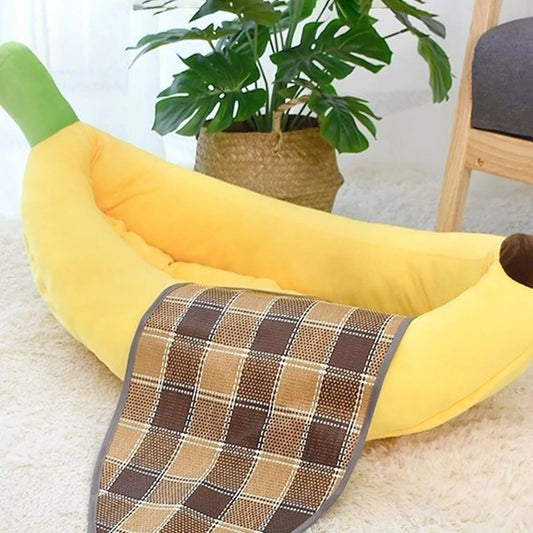 Banana Shape Dog Bed Plush Cozy & Breathable