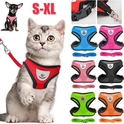 Reflective Cat Dog Harness with Leash, Breathable Mesh Vest