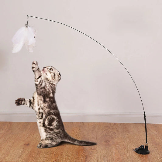 Interactive Cat Toy Hand-Free Teaser Wand with Suction Cup