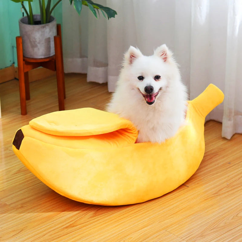 Banana Shaped Cozy Pet Bed Winter Cat Nest