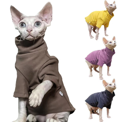 Winter Sphynx Cat Clothes Soft Warm Pajamas for Small Pets