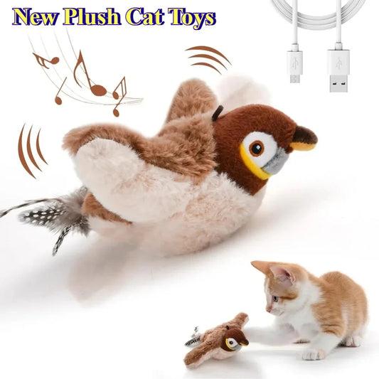 Catnip Electric Bird Toy USB Rechargeable Squeaky Plush