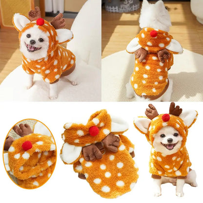 Christmas Elk Fleece Jumpsuit for Small Dogs & Cats