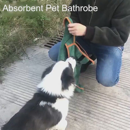 Absorbent Pet Bathrobe With Waist-wrapped Microfiber